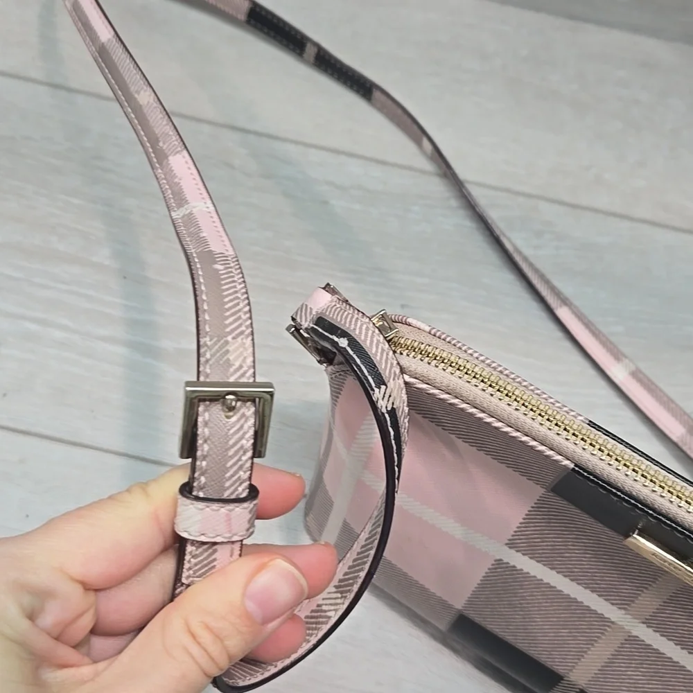 Katw Spade NY Women Pink Plaid Crossbody Bag